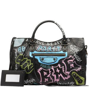 Balenciaga Graffiti Classic City Shoulder Bag Black