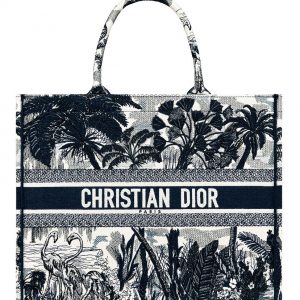 Christian Dior Blue Palm Tree Toile de Jouy Embroidery Dark Blue