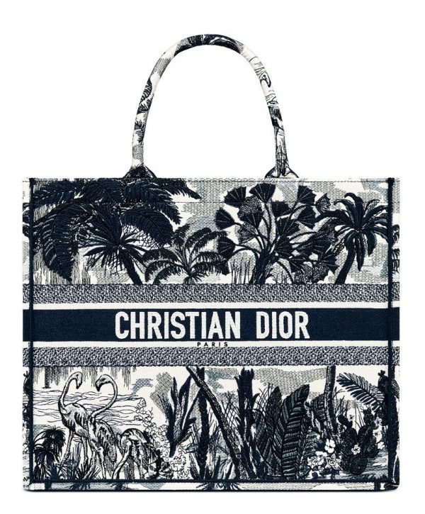 Christian Dior Blue Palm Tree Toile de Jouy Embroidery Dark Blue