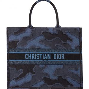 Christian Dior Book Tote Camouflage Embroidered Canvas Bag