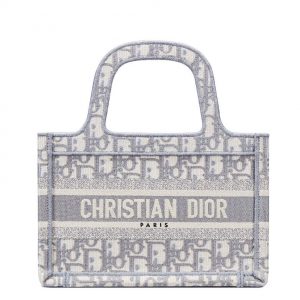 Christian Dior Mini Book Tote Original Dior Oblique Embroidered Canvas Bag Gray