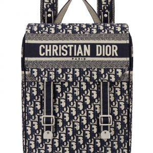 Christian Dior Embroidered Canvas Backpack Khaki