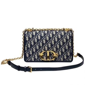 Christian Dior 30 Montaigne Bag with Chain Dark Blue