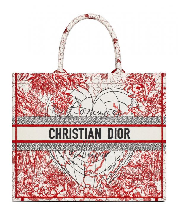 Christian Dior Dioramour Dior Book Tote Red
