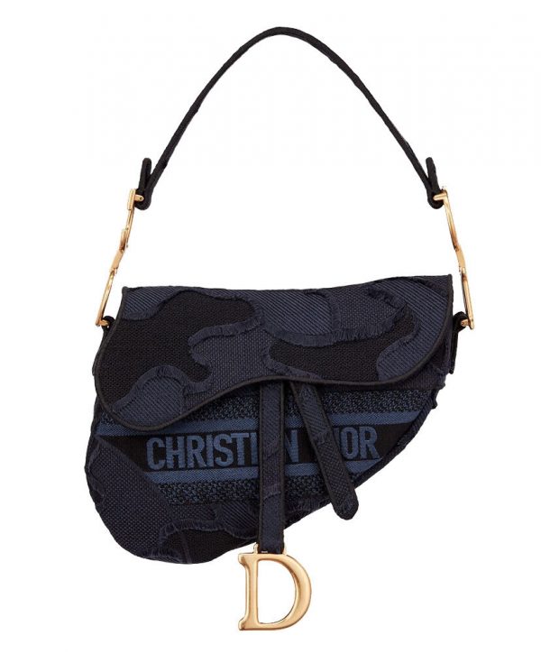 Christian Dior Saddle Camouflage Embroidered Canvas Bag