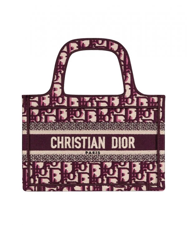 Christian Dior Mini Book Tote Original Dior Oblique Embroidered Canvas Bag