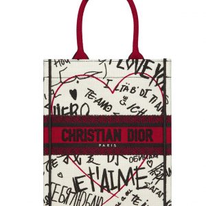 Christian Dior Dioramour Book Tote Vertical handbag Red