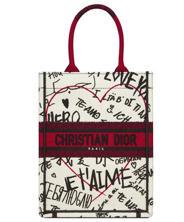 Christian Dior Dioramour Book Tote Vertical handbag Red
