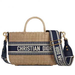 Christian Dior Wicker Basket Bag Apricot