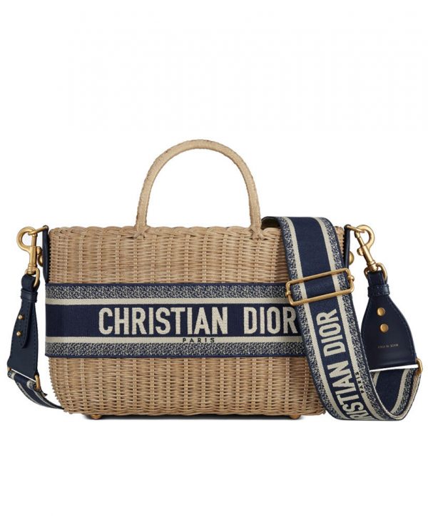 Christian Dior Wicker Basket Bag Apricot