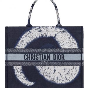 Christian Dior Blue Multicolor Tie & Dior Embroidery Dark Blue