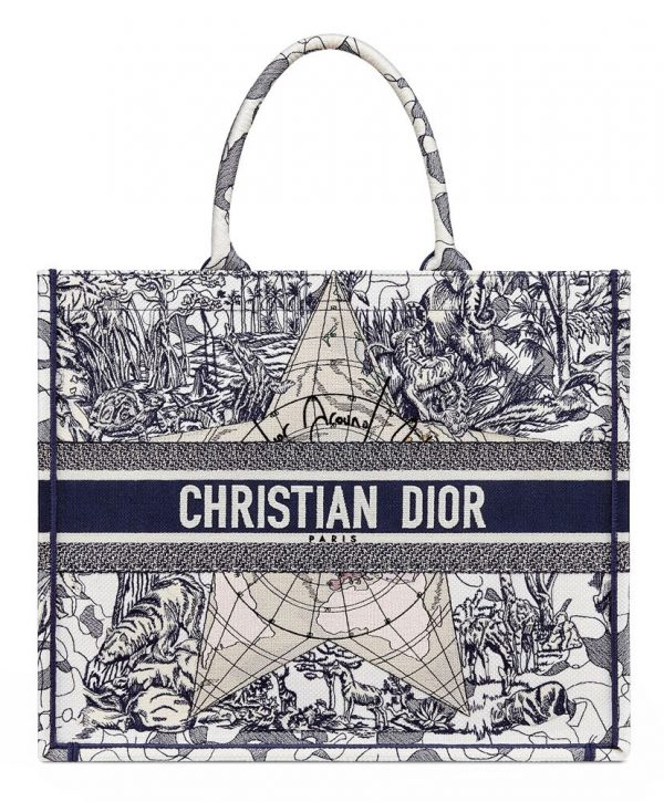 Christian Dior Blue Multicolor Dior Around the World Embroidery Blue