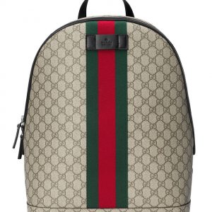 Gucci GG Supreme backpack with Web 443805 Coffee