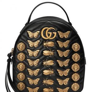 Gucci GG Marmont animal studs leather backpack 476671 Black