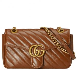 Gucci GG Marmont Small Matelasse Shoulder Bag 443497 Coffee