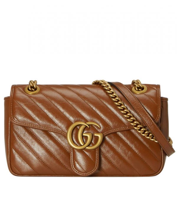 Gucci GG Marmont Small Matelasse Shoulder Bag 443497 Coffee