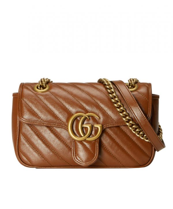 Gucci GG Marmont Mini Matelasse Shoulder Bag 446744 Coffee