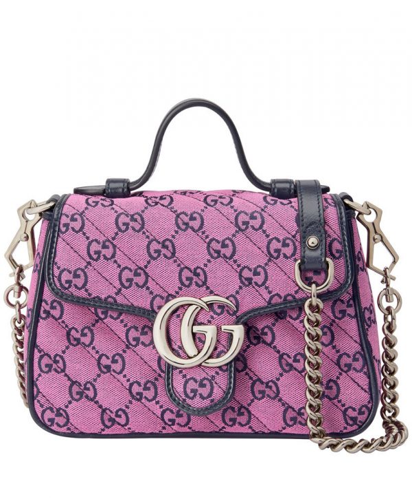 Gucci GG Marmont Multicolor Mini Top Handle Bag 583571 Pink
