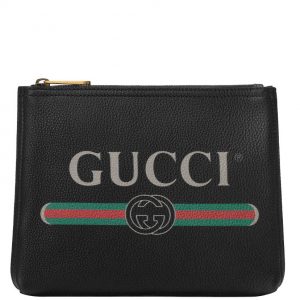 Gucci Print leather small portfolio 495665 Black