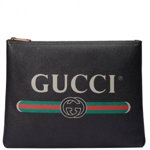 Gucci Print leather medium portfolio 500981 Black