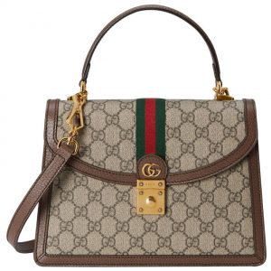 Gucci Ophidia Small Top Handle Bag With Web 651055 Dark Coffee