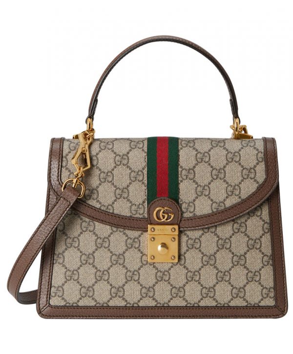 Gucci Ophidia Small Top Handle Bag With Web 651055 Dark Coffee