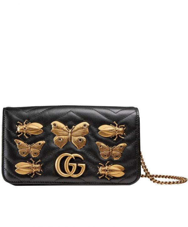 Gucci GG Marmont animal studs mini bag 488426 Black