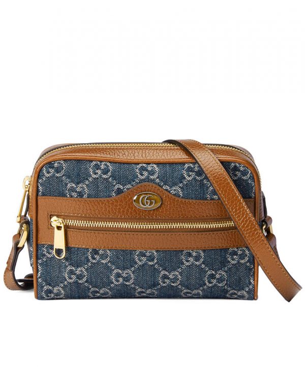 Gucci GG Denim Series Ophidia Series Mini Handbag 517350 Blue