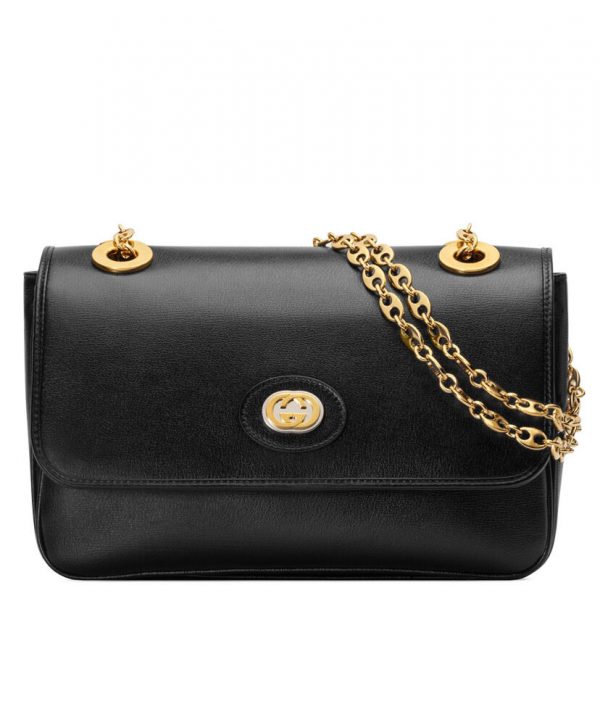 Gucci Leather small shoulder bag 576421 Black