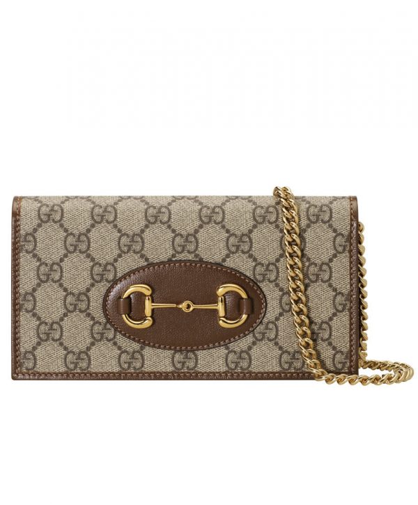 Gucci 1955 Horsebit Wallet With Chain 621892S Coffee