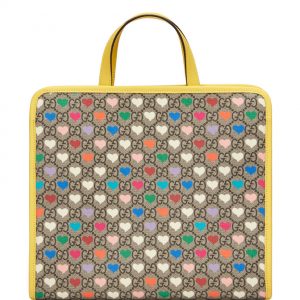 Gucci Children's GG hearts tote bag 605614 Yellow