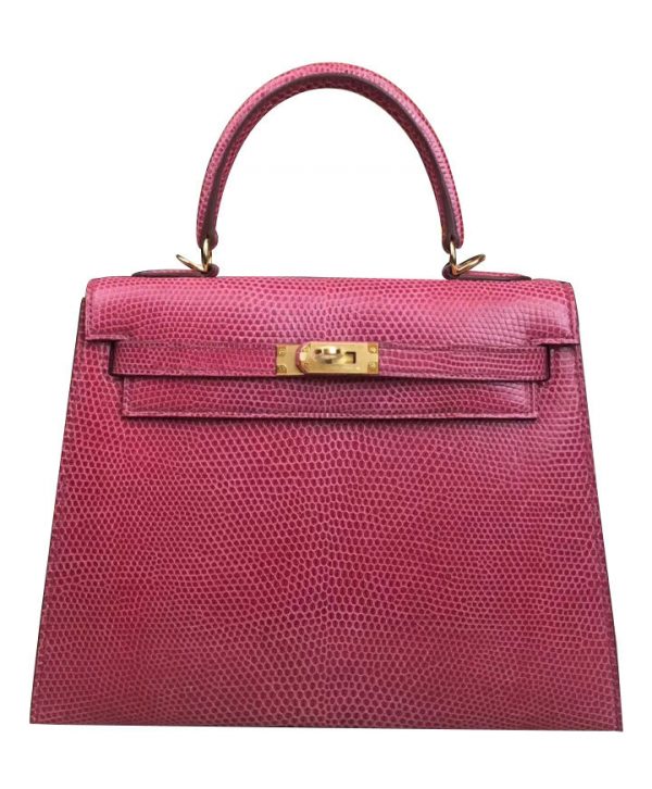 Hermes Kelly Bag 25 Lizard leather Peachblow