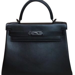 Hermes Kelly Bag 28 Swift Leather Black