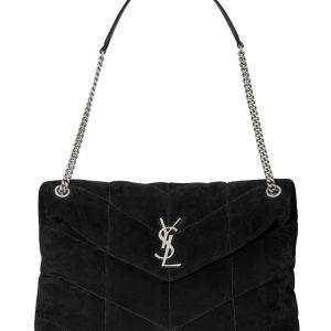 Saint Laurent Loulou Puffer Medium Bag In Quilted Suede And Lambskin