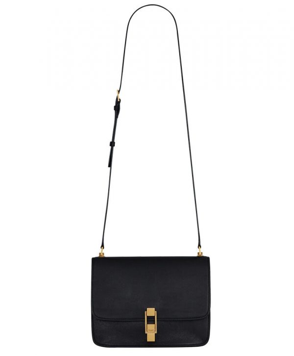 Saint Laurent Carre Satchel In Canvas And Smooth Leather Black