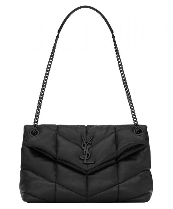 Saint Laurent Loulou Puffer Small Bag In Quilted Lambskin Black