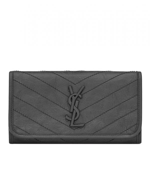 Saint Laurent Niki Large Wallet In Crinkled Vintage Leather