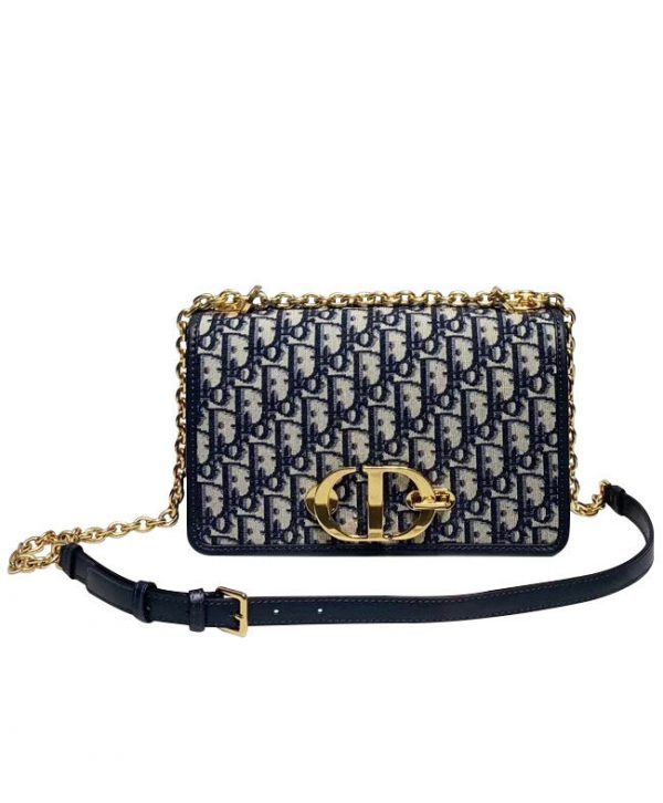 Christian Dior 30 Montaigne Bag with Chain Dark Blue