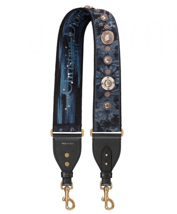 Christian Dior Multicolor Camouflage Fully Embroidered Strap Blue