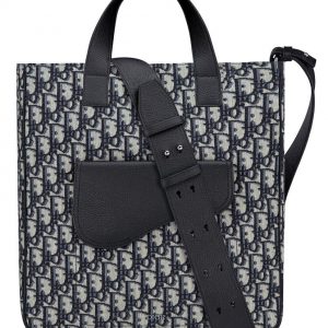 Christian Dior Saddle Tote Bag With Shoulder Strap Dark Blue