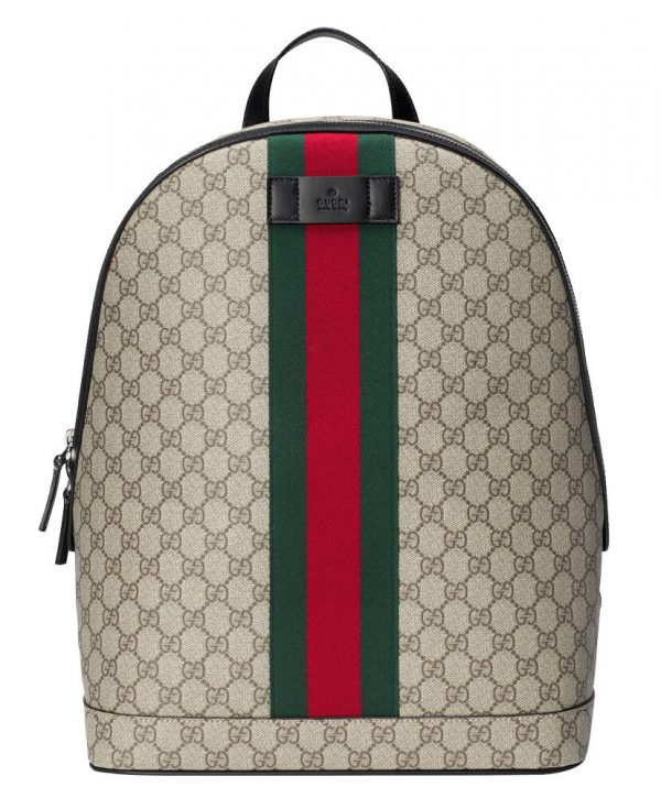 Gucci GG Supreme backpack with Web 443805 Coffee