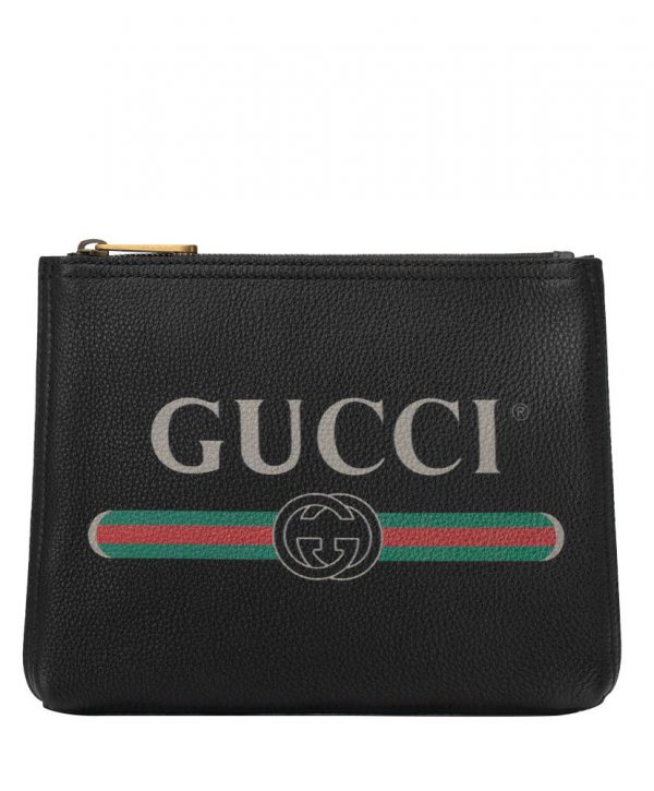 Gucci Print leather small portfolio 495665 Black