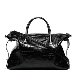 Givenchy Small Antigona Soft Bag In Crocodile Effect Leather Black