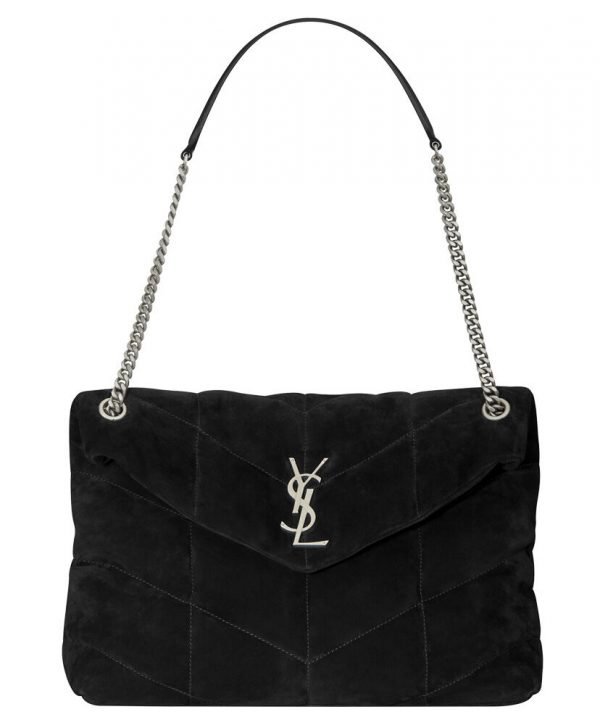 Saint Laurent Loulou Puffer Medium Bag In Quilted Suede And Lambskin