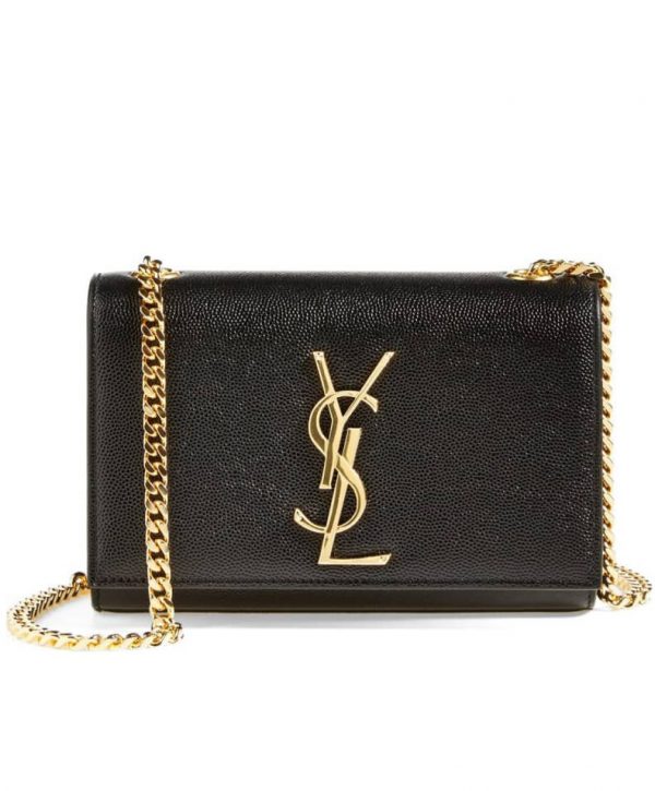 Saint Laurent Grain De Poudre Small Monogram Kate Satchel 452158 Black