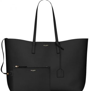 Saint Laurent Calfskin Monogram Shopping Tote Black