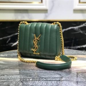 YSL Vicky Small Matelasse Lambskin Leather Green