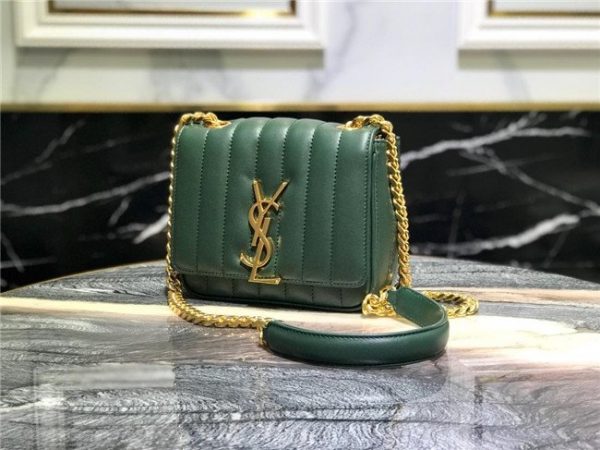 YSL Vicky Small Matelasse Lambskin Leather Green