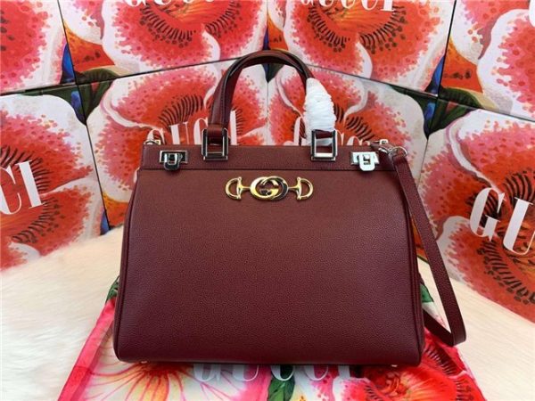 Gucci Zumi grainy leather medium top handle bag Burgundy