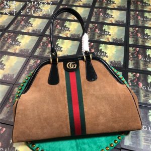 Gucci Re(Belle) Large Suede Top Handle Bag Chestnut